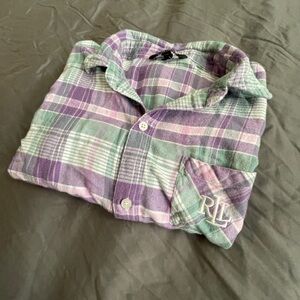 Ralph Lauren Monogramed Night Shirt with Embroidered Logo- Ladies Small